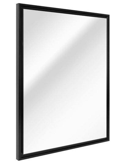Espejo decorativo de pared con marco flotante negro brillante