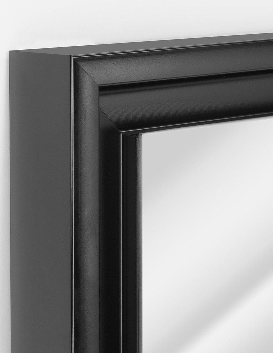 Espejo decorativo de pared con marco flotante negro brillante