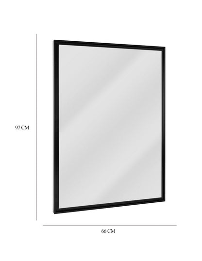 Espejo decorativo de pared con marco flotante negro brillante