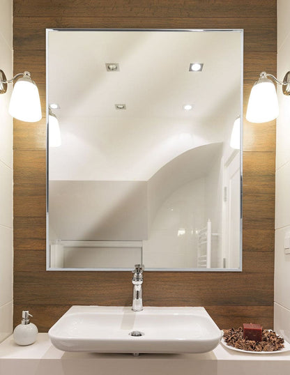 Espejo decorativo con marco flotante de acero inoxidable cromado pulido
