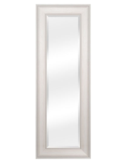 Espejo Biselado de Pared Enmarcado en color Blanco con textura de madera
