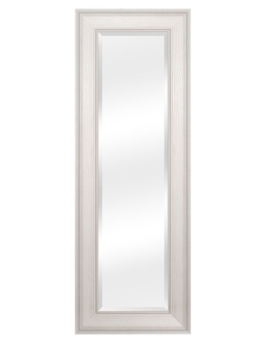 Espejo Biselado de Pared Enmarcado en color Blanco con textura de madera