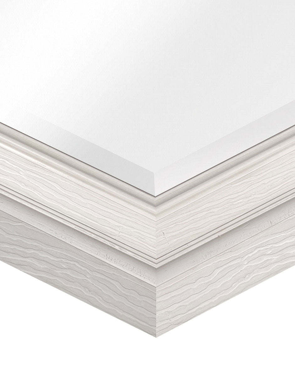 Espejo Biselado de Pared Enmarcado en color Blanco con textura de madera