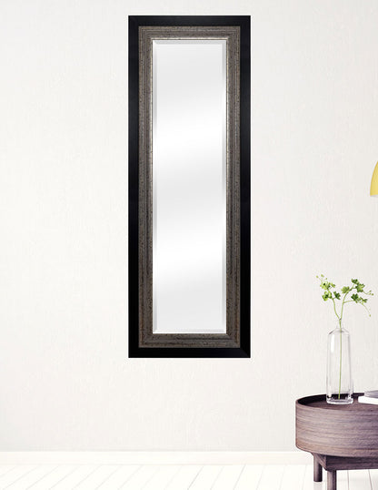 Espejo Biselado de Pared Enmarcado en color Negro con acentos champán