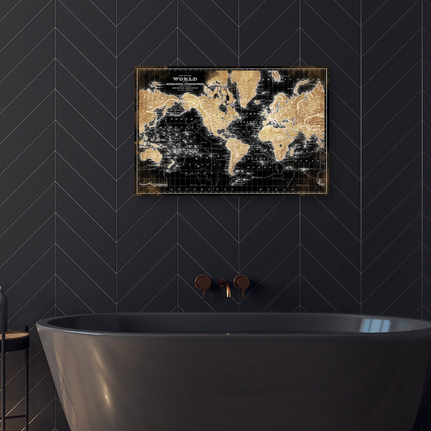 Mapa del mundo en negro - Belle Maison