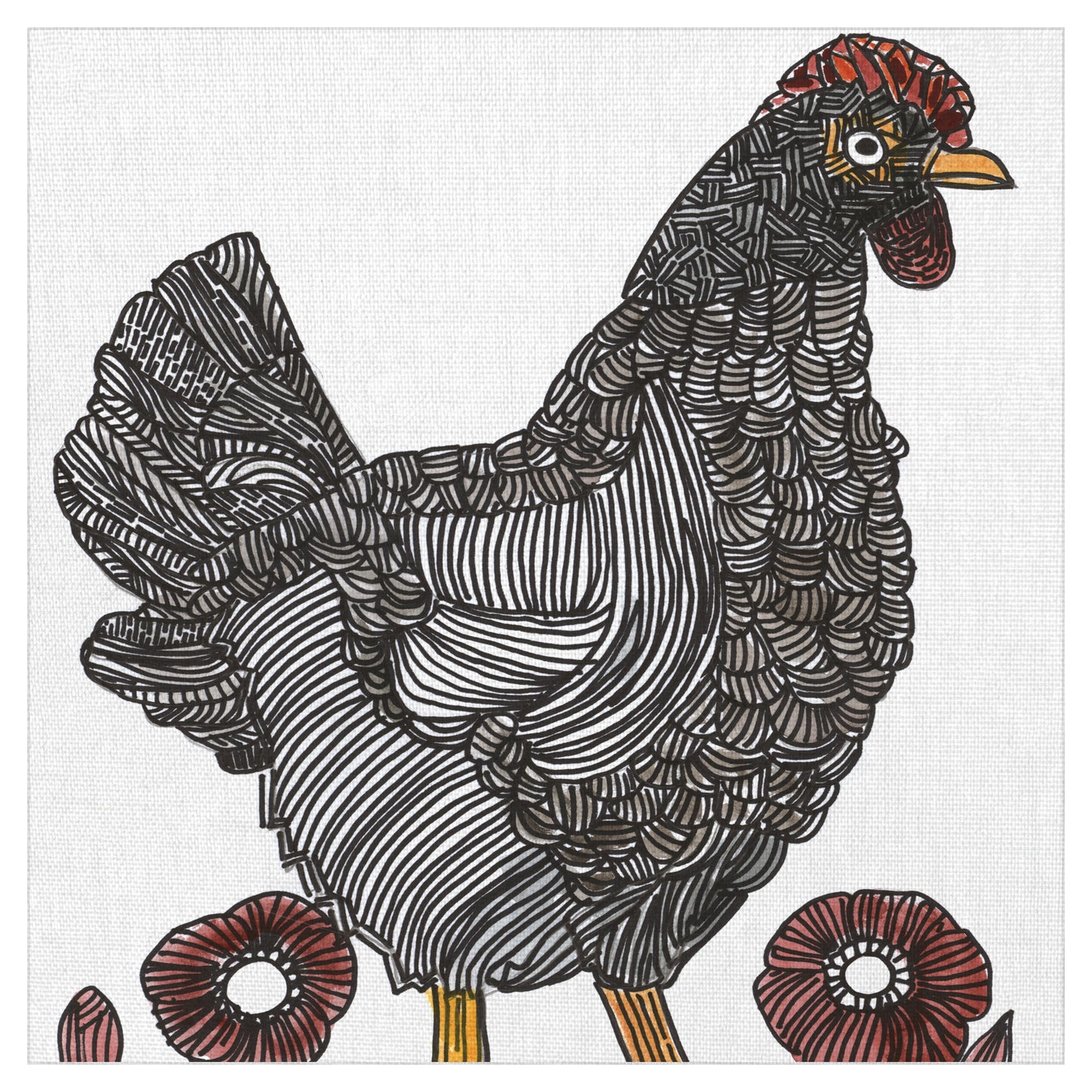 Gallo blanco y negro - Sharon Nullmeyer