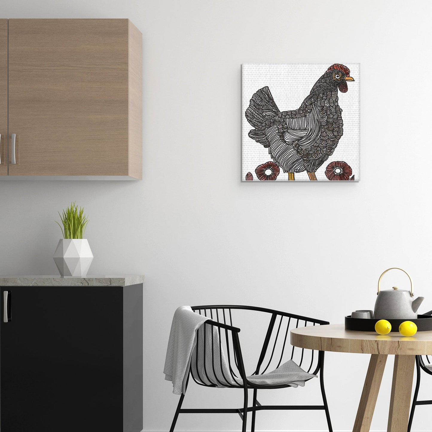 Gallo blanco y negro - Sharon Nullmeyer