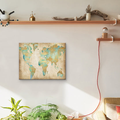 Mapa del mundo dorado - Willowbrook Fine Art