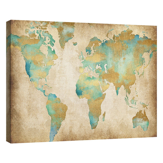 Mapa del mundo dorado - Willowbrook Fine Art