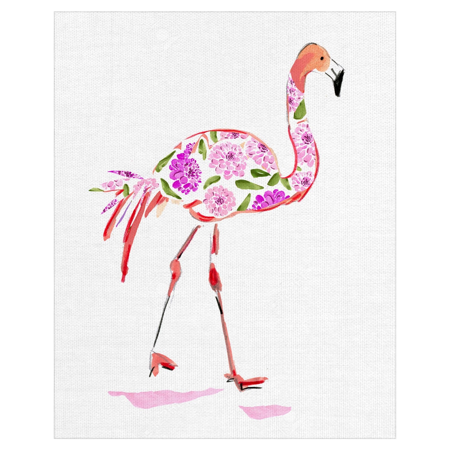 Flamenco con flores rosadas - Beth Briggs