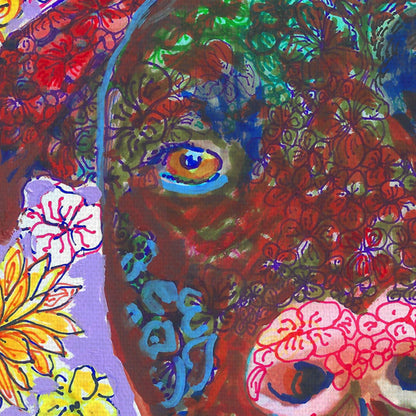Perro de flores de laboratorio de chocolate - Randy Riccobonis