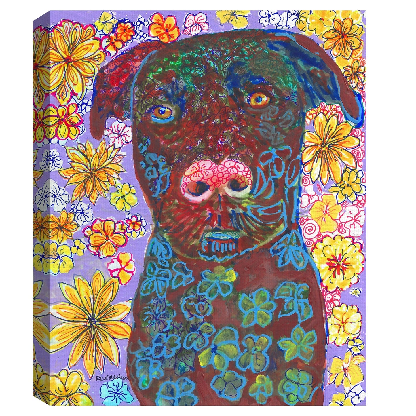 Perro de flores de laboratorio de chocolate - Randy Riccobonis