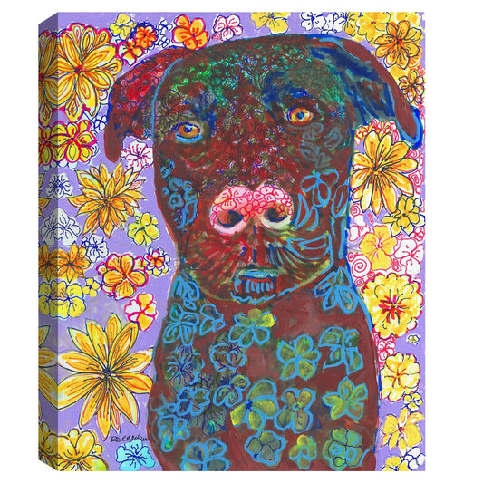 Perro de flores de laboratorio de chocolate - Randy Riccobonis