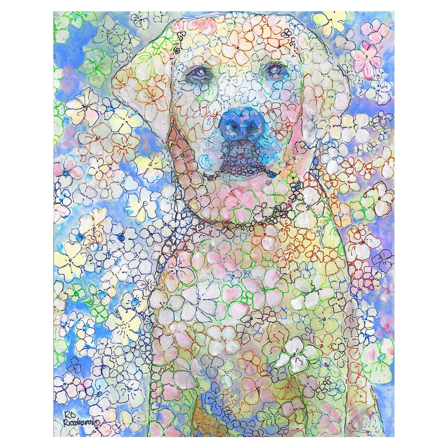 Perro de flores de laboratorio blanco - Randy Riccobonis