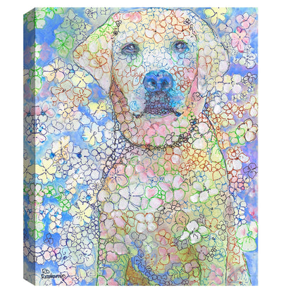 Perro de flores de laboratorio blanco - Randy Riccobonis