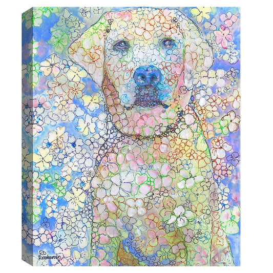 Perro de flores de laboratorio blanco - Randy Riccobonis