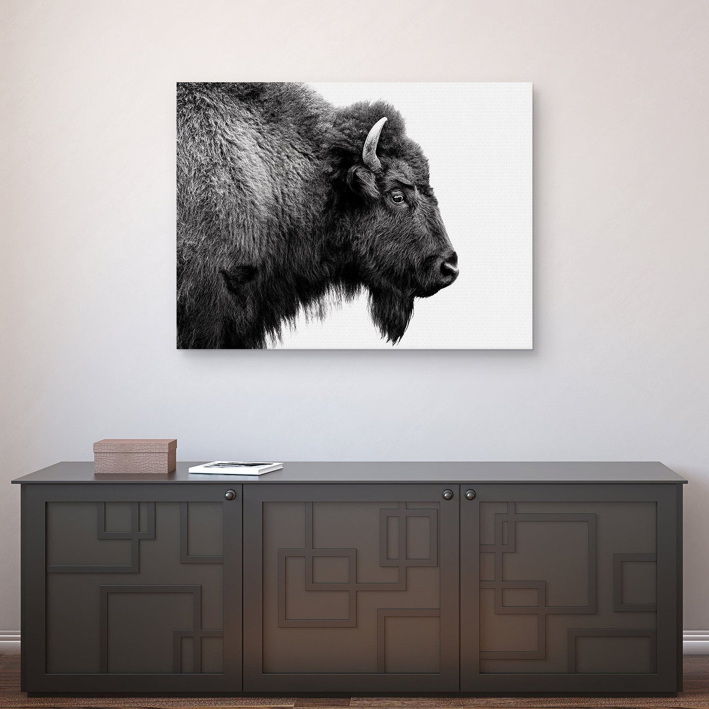 Perfil de búfalo en blanco y negro - Belle Maison