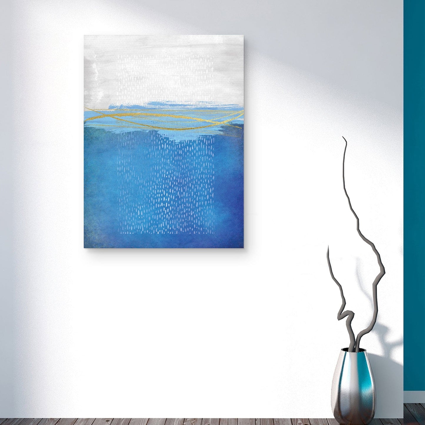 Azul y Oro Abstracto - Nikki Chu