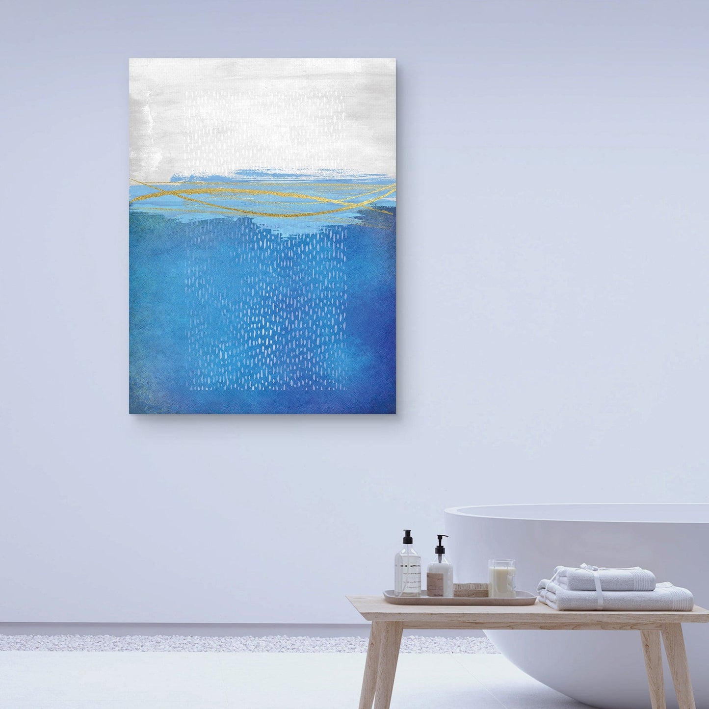 Azul y Oro Abstracto - Nikki Chu