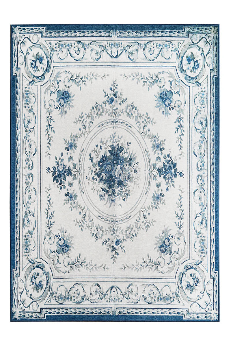 Alfombra lavable azul Aubusson