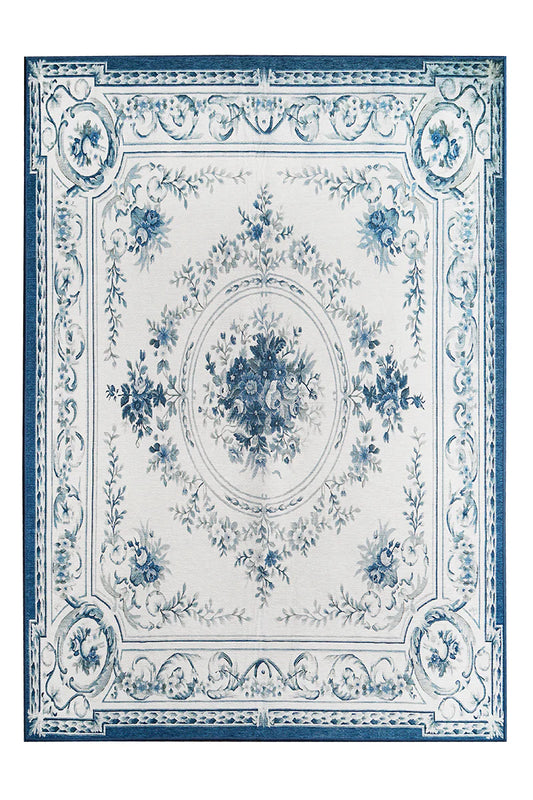 Alfombra lavable azul Aubusson