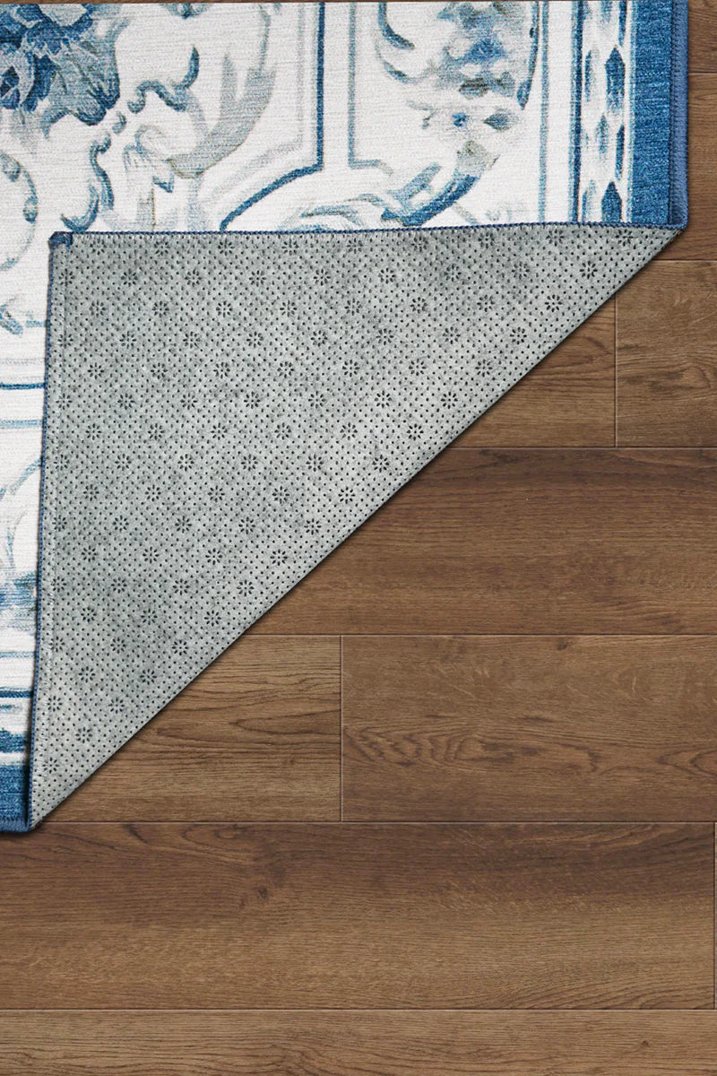 Alfombra lavable azul Aubusson