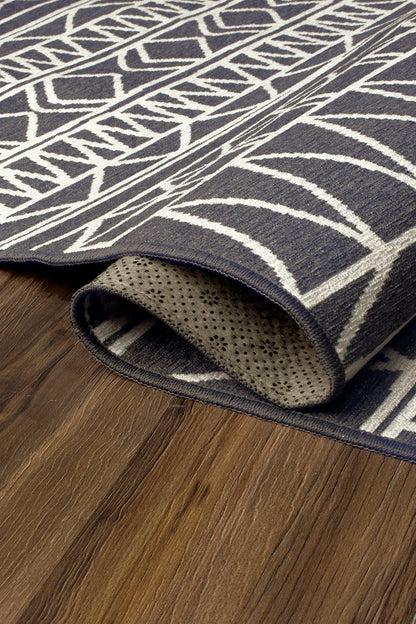 Alfombra lavable Chelsea Tribal Aztec Gris Oscuro
