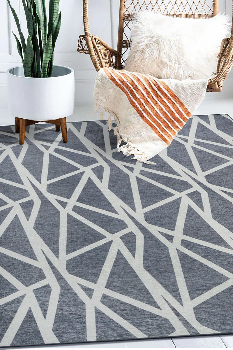 Alfombra lavable Intersections gris pizarra