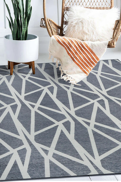 Alfombra lavable Intersections gris pizarra