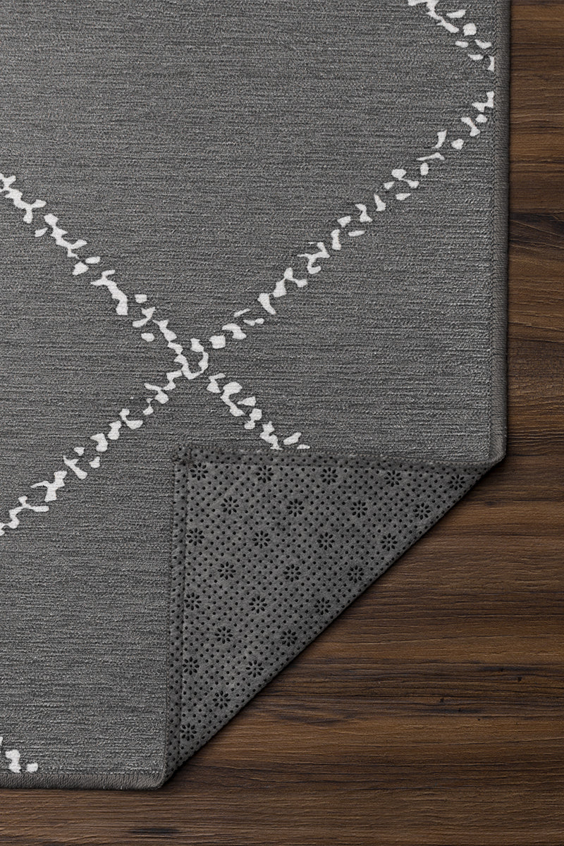 Alfombra lavable Medina marroquí diamante gris