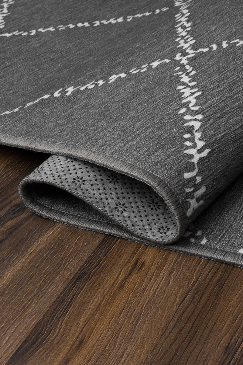 Alfombra lavable Medina marroquí diamante gris