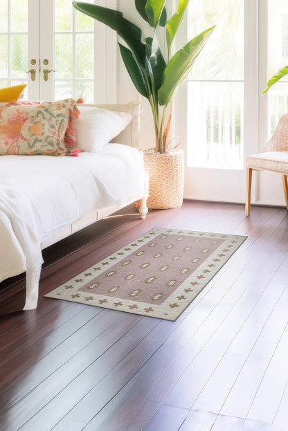 Alfombra lavable de tejido nórdico petal rosa