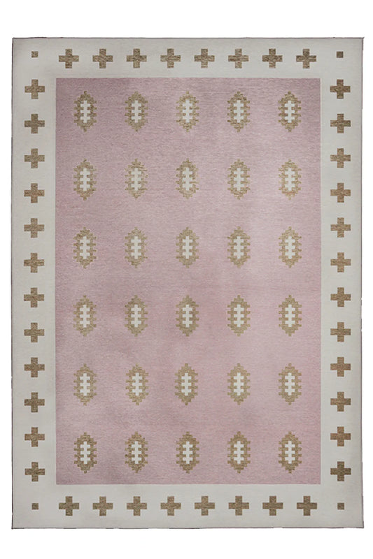 Alfombra lavable de tejido nórdico petal rosa