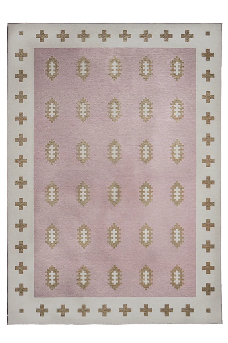 Alfombra lavable de tejido nórdico petal rosa