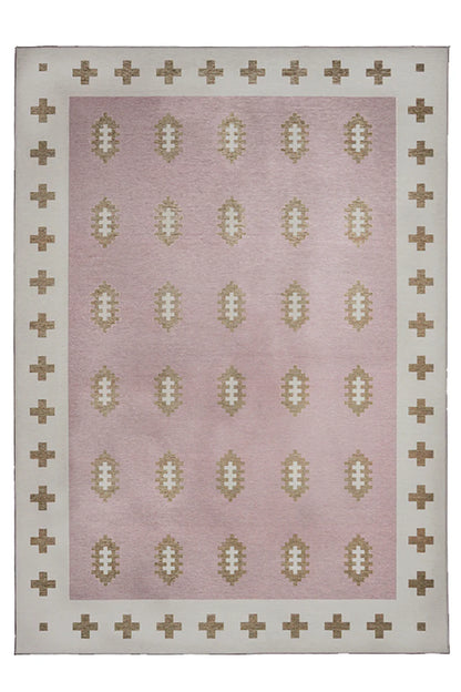 Alfombra lavable de tejido nórdico petal rosa