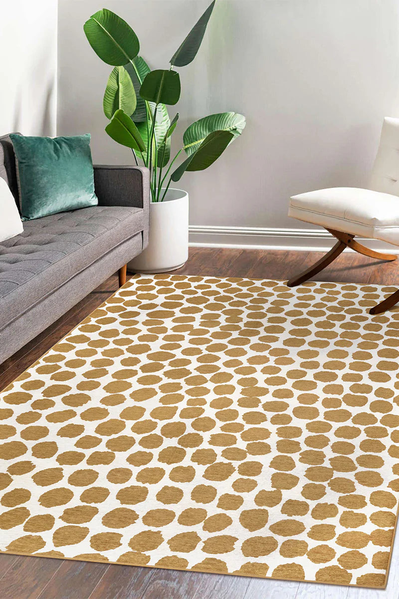 Alfombra lavable beige miel Puff Dotty