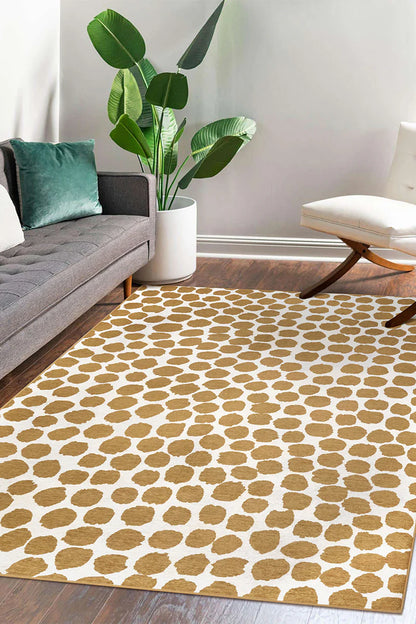Alfombra lavable beige miel Puff Dotty