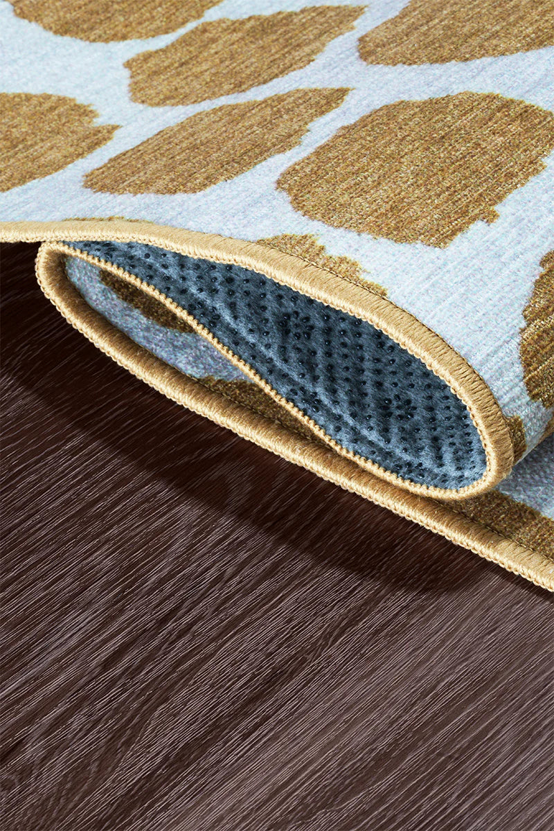 Alfombra lavable beige miel Puff Dotty