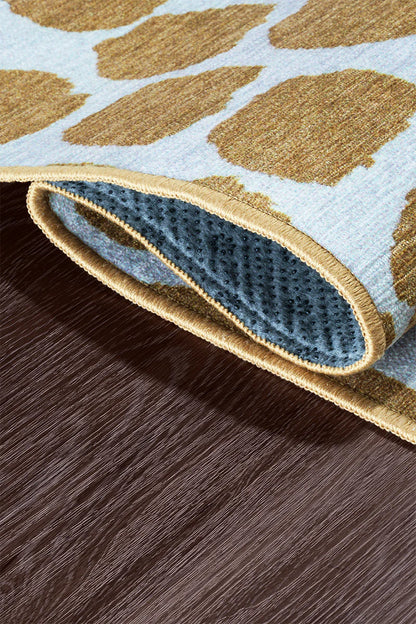 Alfombra lavable beige miel Puff Dotty