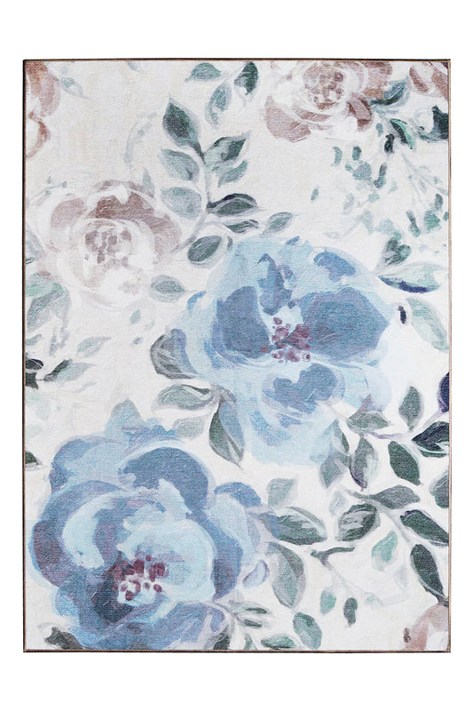 Alfombra lavable azul crema floral sasha