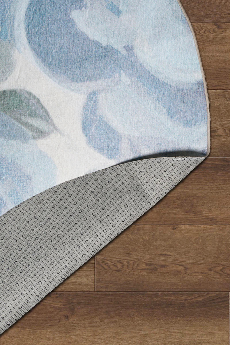 Alfombra lavable azul crema floral sasha