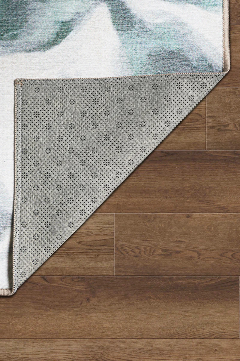 Alfombra lavable azul crema floral sasha