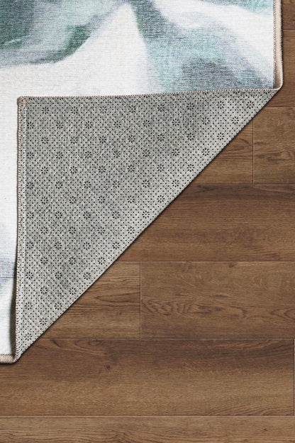 Alfombra lavable azul crema floral sasha