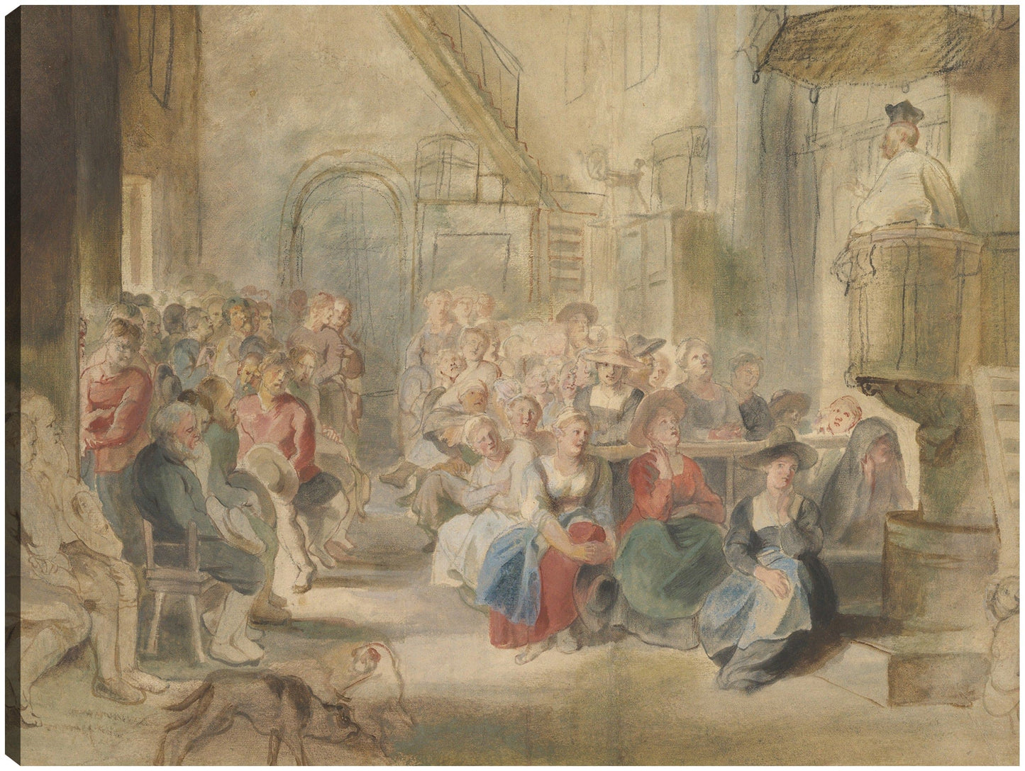 Un sermón en la iglesia de un pueblo (hacia 1630) - Peter Paul Rubens